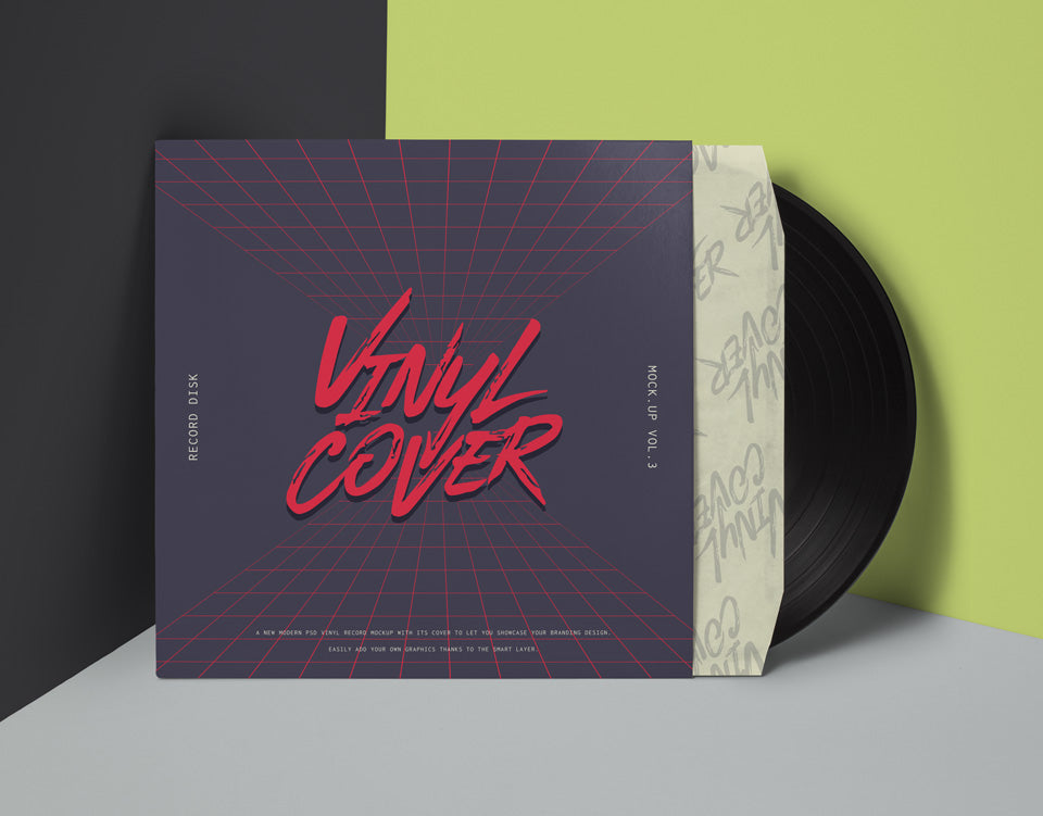 Free Vinyl Cover Record Psd Mockup