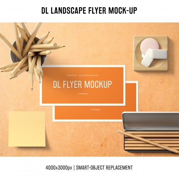 Free Professional Dl Landscape Flyer Mockup Psd