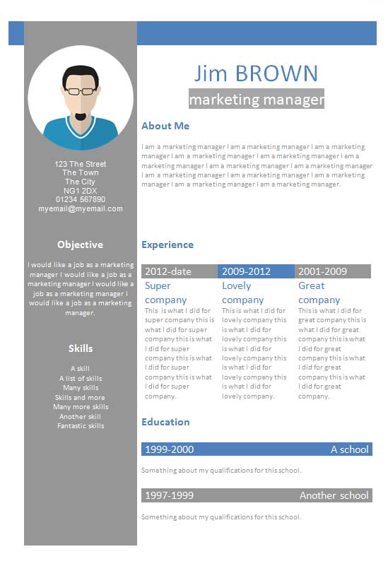 Free Profile Creative CV Resume Template in Microsoft Word (DOCX) Format