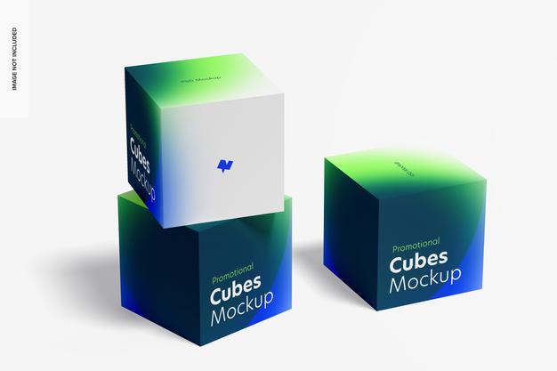 Free Promotional Cubes Display Mockup, Stacked Psd