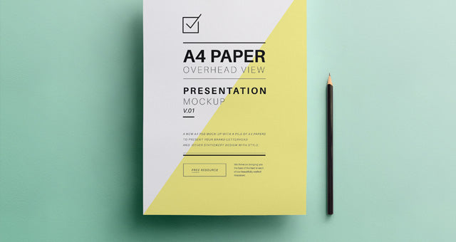 Free Psd A4 Overhead Paper Mock-Up