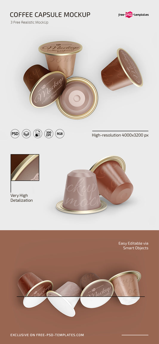 Free Psd Coffee Capsule Mockup Template