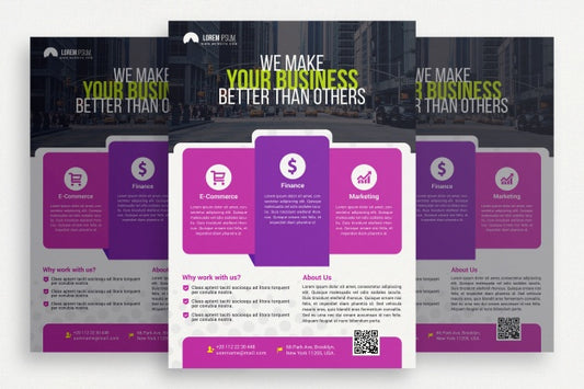 Free Purple And White Business Brochure Psd