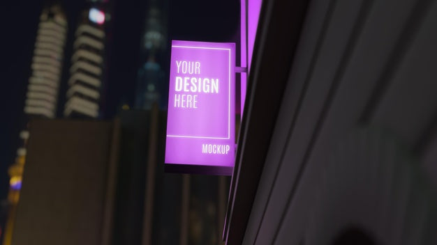 Free Purple Night Business Sign Psd