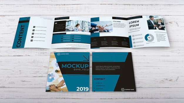 Free Quadfold Brochure Mockup Psd