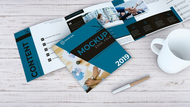 Free Quadfold Brochure Mockup Psd