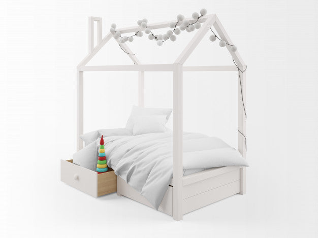 Free Realistic Cute Child Bed With House Shape Psd