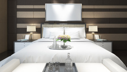 Free Realistic Modern Double Bedroom With Furniture And A Frame Psd