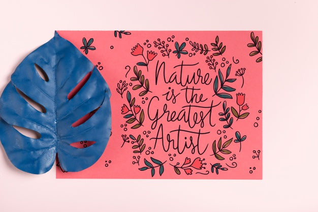 Free Realistic Painted Leaf Beside Paper With Message Psd