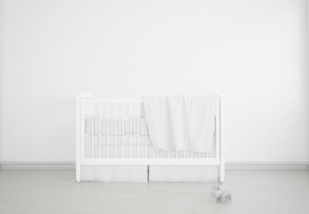Free Realistic White Baby Bedroom With A Cradle Psd