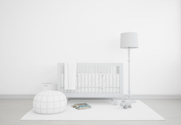 Free Realistic White Baby Bedroom With A Cradle Psd