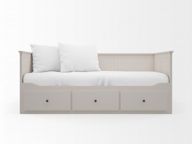 Free Realistic White Bed With Drawers Psd