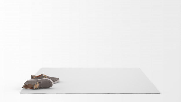 Free Realistic White Carpet With A Pair Of Shoes Psd
