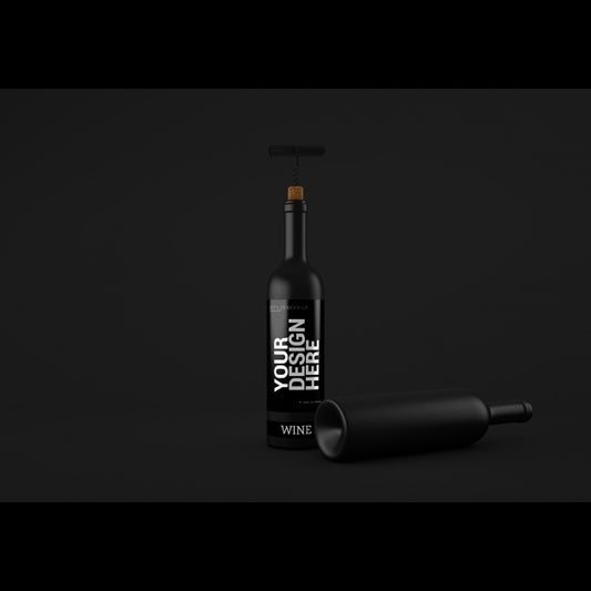 Free Realistic Wine Bottle Presentation Psd