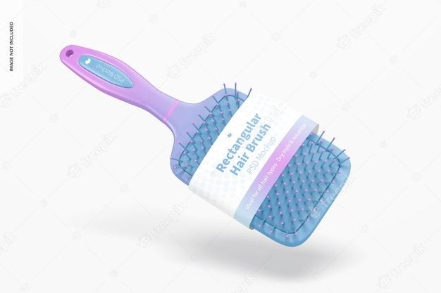 Free Rectangular Hair Brush Mockup, Floating Psd