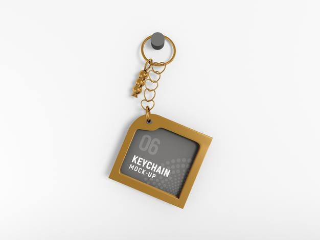 Free Rectangular Metal Keychain Mockup Psd