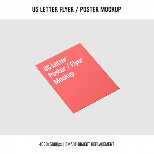Free Red Us Letter Flyer Or Poster Mockup Psd