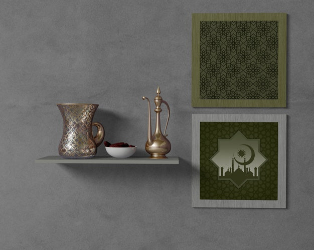 Free Religious Ramadan Arrangement With Frames Mock-Up Psd