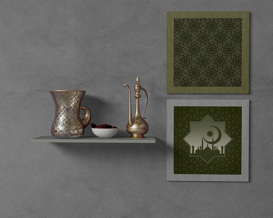 Free Religious Ramadan Arrangement With Frames Mock-Up Psd