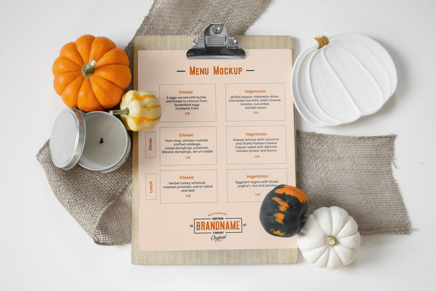 Free Restaurant A4 Menu Mockup