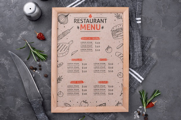 Free Restaurant Menu Concept Mock-Up Psd