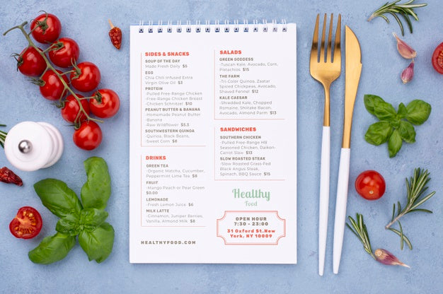 Free Restaurant Menu Concept Mock-Up Psd