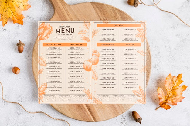 Free Restaurant Menu Concept Mock-Up Psd