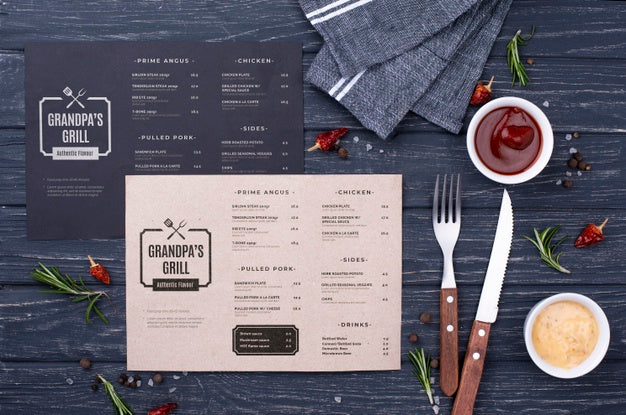 Free Restaurant Menu Concept Mock-Up Psd