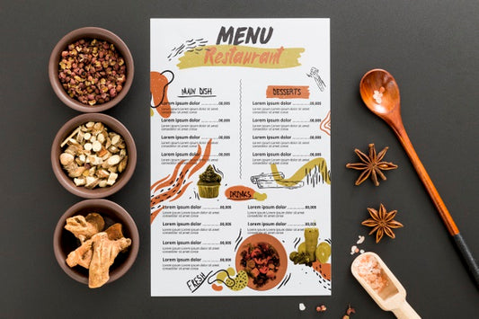 Free Restaurant Menu Concept Mock-Up Psd