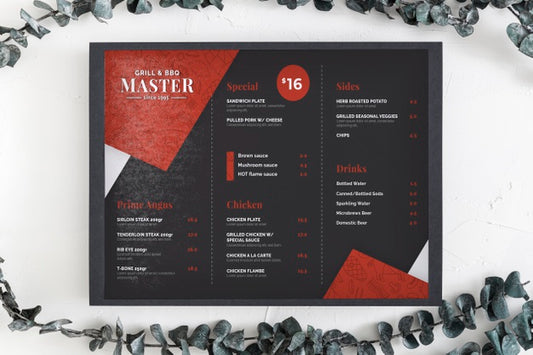 Free Restaurant Menu Concept Mock-Up Psd