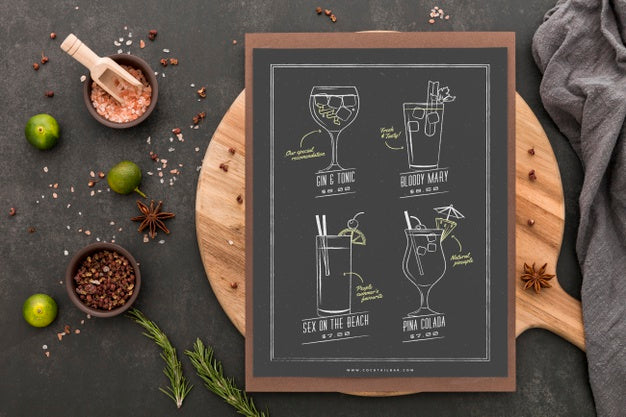 Free Restaurant Menu Concept Mock-Up Psd