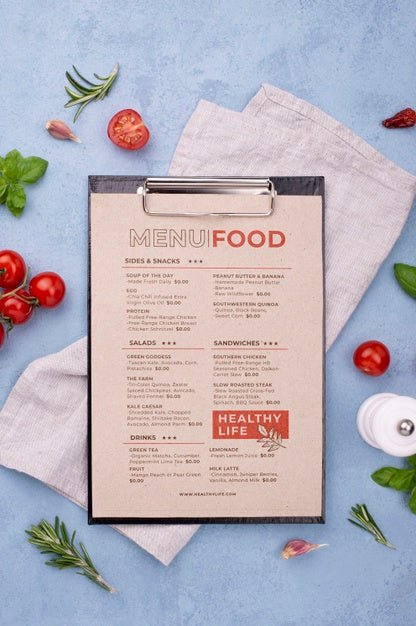 Free Restaurant Menu Concept Mock-Up Psd