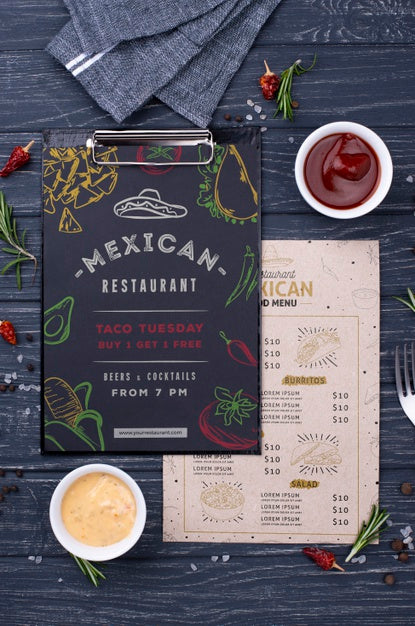 Free Restaurant Menu Concept Mock-Up Psd