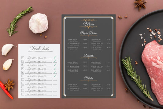 Free Restaurant Menu Concept Mock-Up Psd