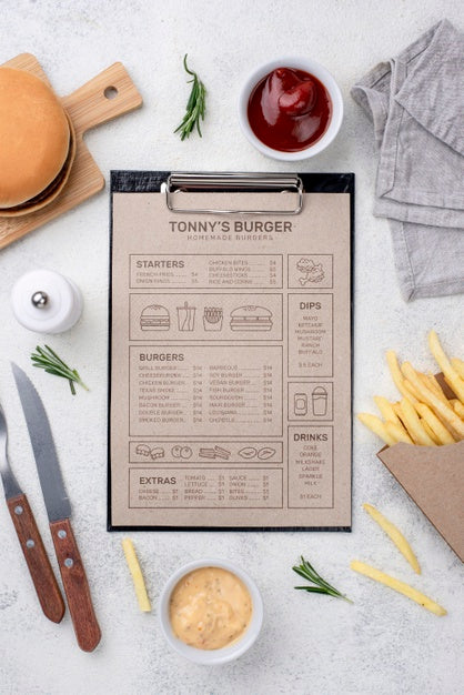 Free Restaurant Menu Concept Mockup Psd