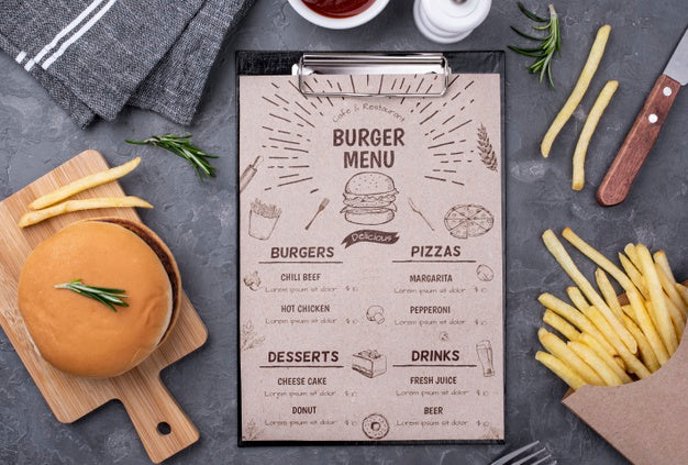 Free Restaurant Menu Concept Mockup Psd