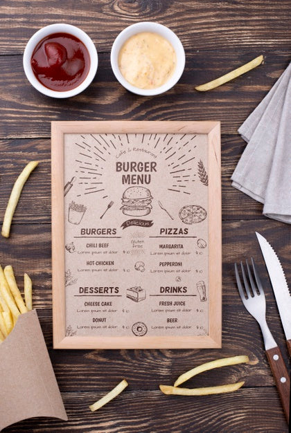 Free Restaurant Menu Concept Mockup Psd