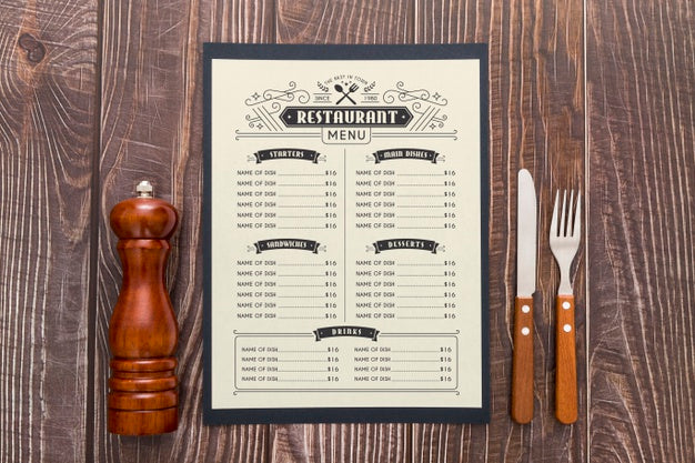 Free Restaurant Menu Concept Mockup Psd