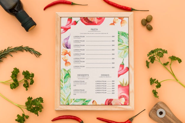 Free Restaurant Menu Concept Mockup Psd