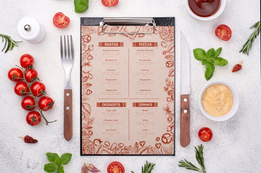 Free Restaurant Menu Concept Mockup Psd