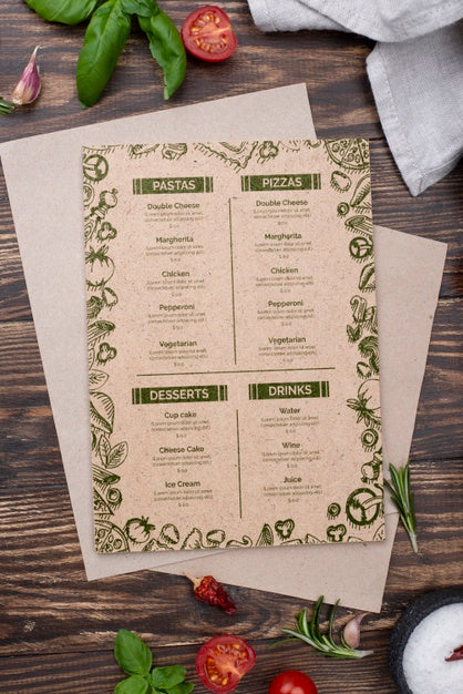 Free Restaurant Menu Concept Mockup Psd