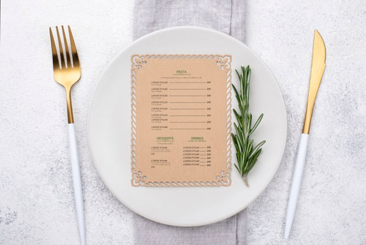 Free Restaurant Menu Concept Mockup Psd