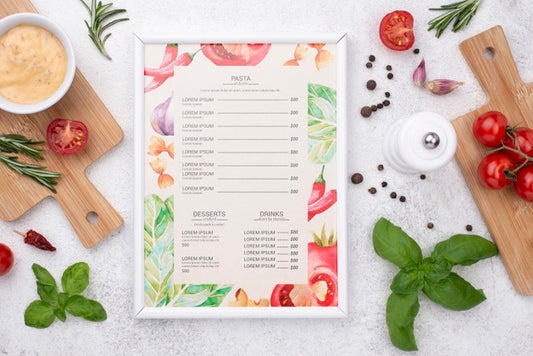 Free Restaurant Menu Concept Mockup Psd