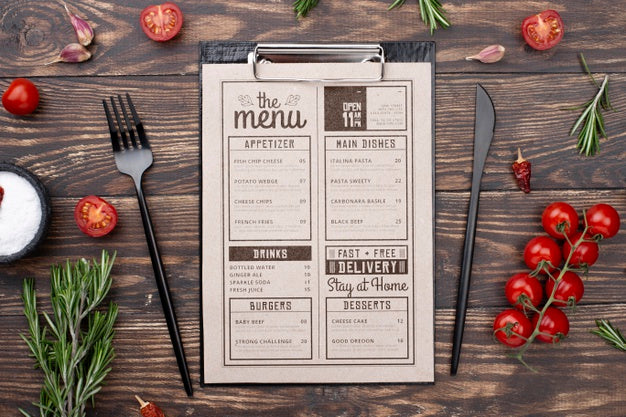 Free Restaurant Menu Concept Mockup Psd