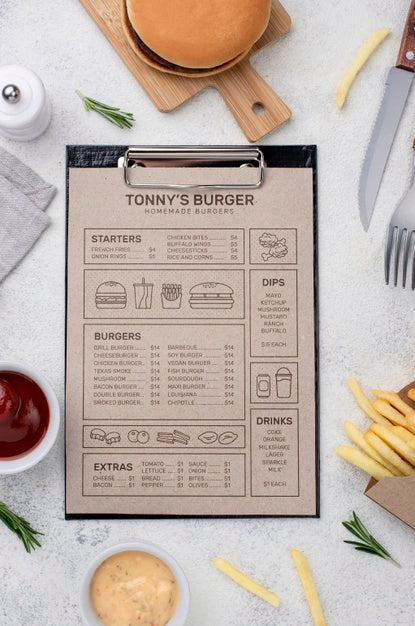 Free Restaurant Menu Concept Mockup Psd