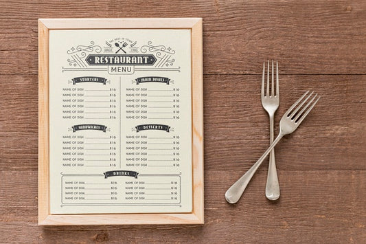 Free Restaurant Menu Concept Mockup Psd