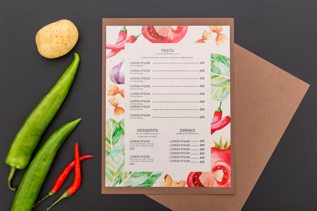 Free Restaurant Menu Concept Mockup Psd