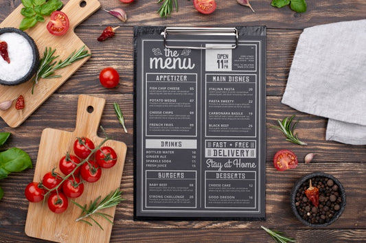 Free Restaurant Menu Concept Mockup Psd