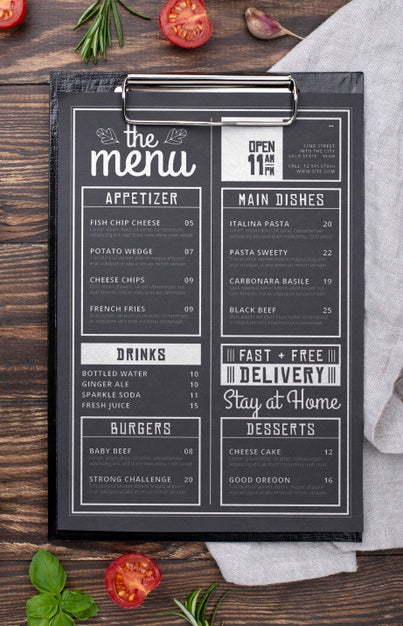 Free Restaurant Menu Concept Mockup Psd