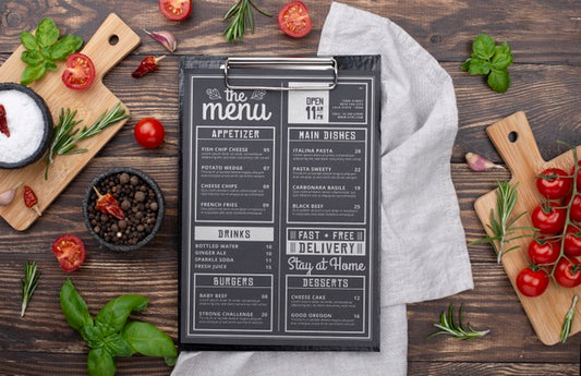 Free Restaurant Menu Concept Mockup Psd